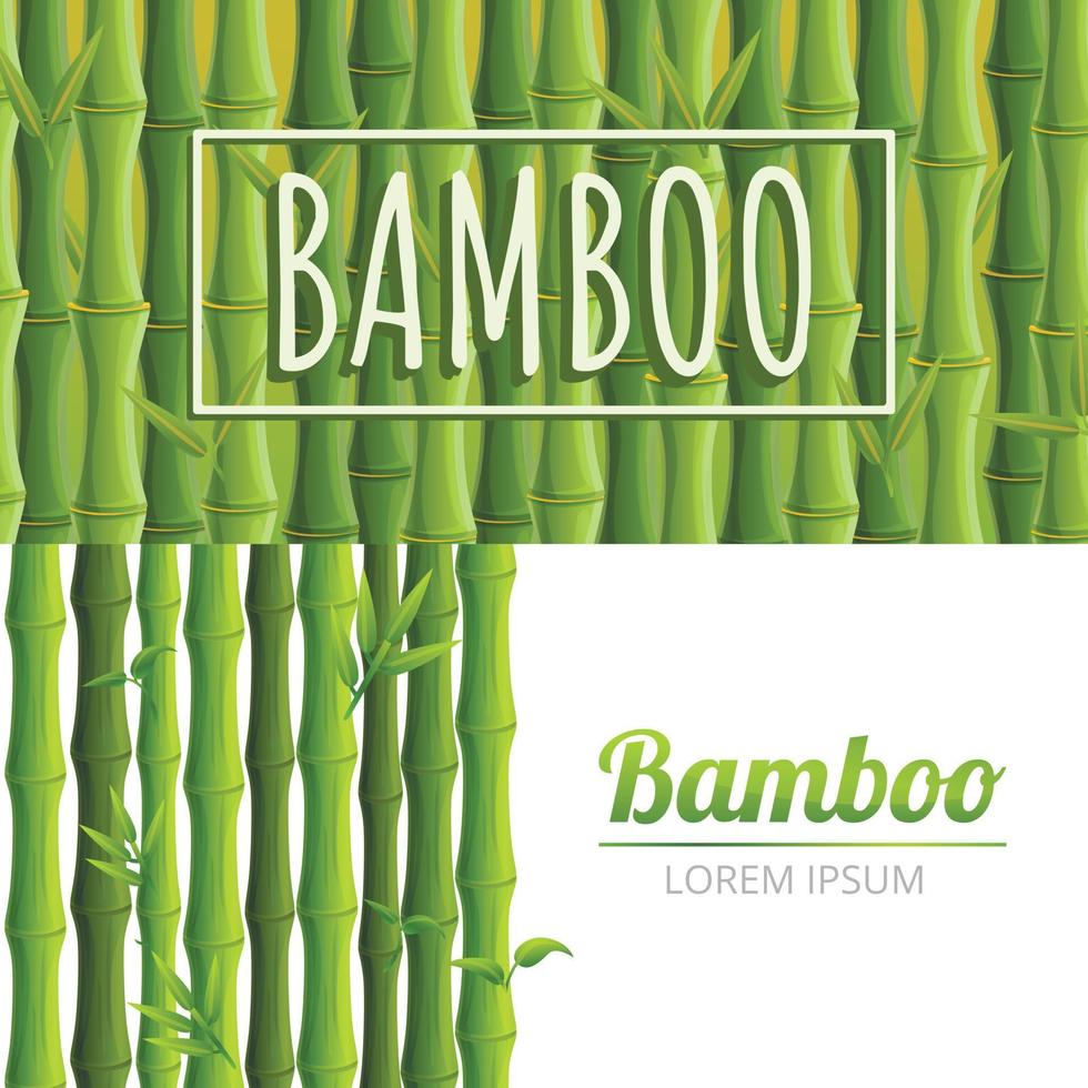 Bamboo banner set, cartoon style vector