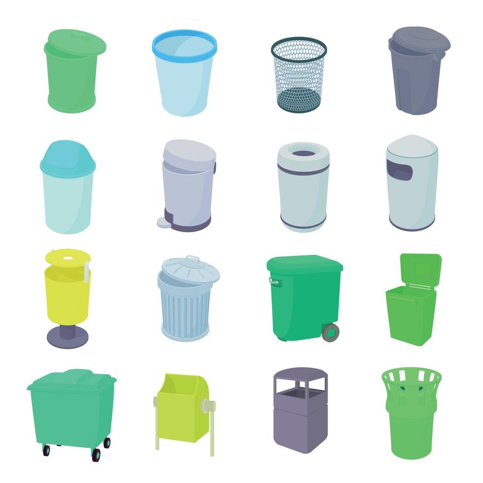 Trash bin set icons vector