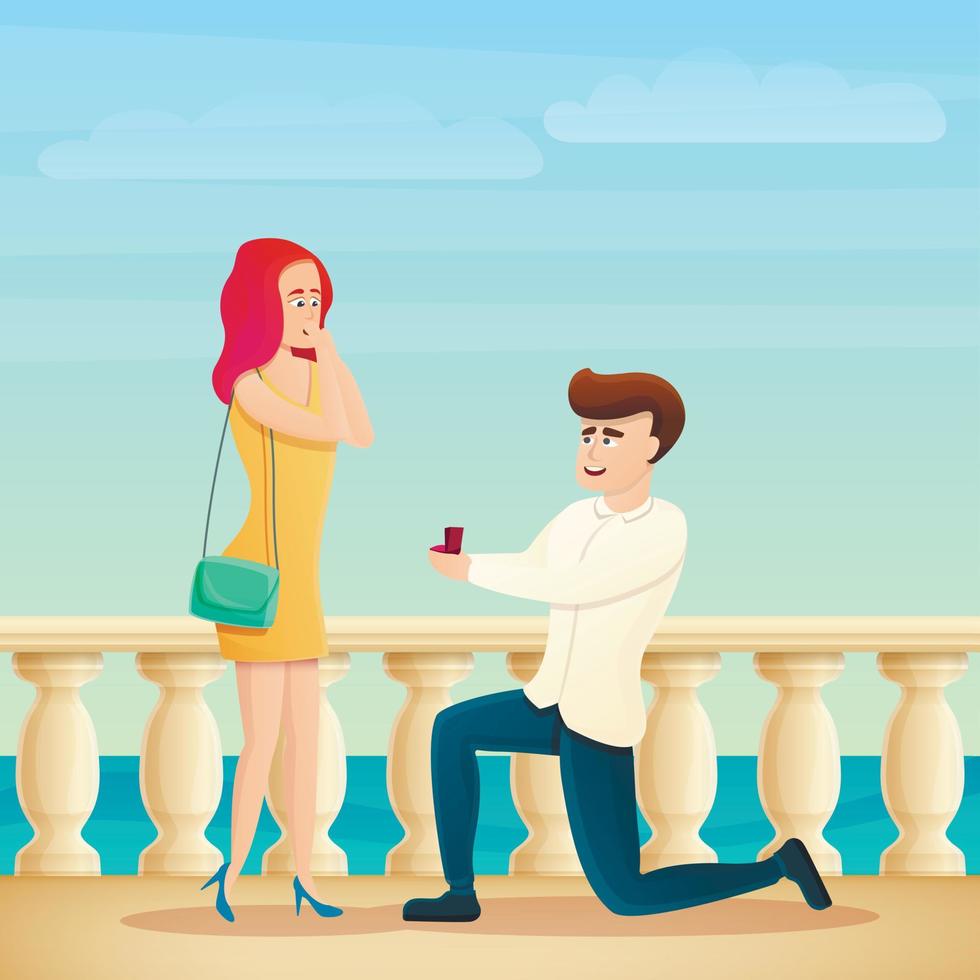 Propuesta de banner de concepto de matrimonio, estilo de dibujos animados vector