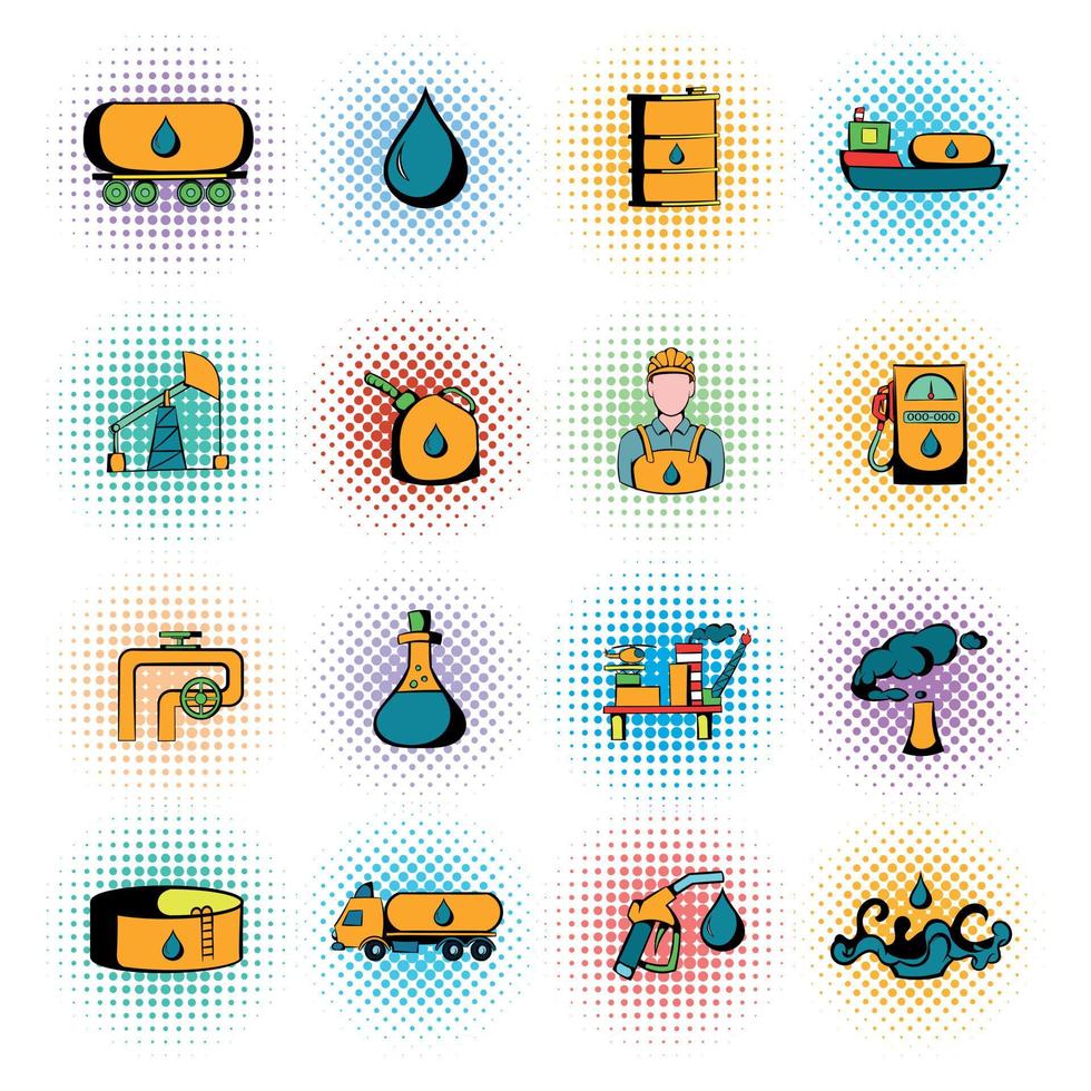 Oil industry icons set vector
