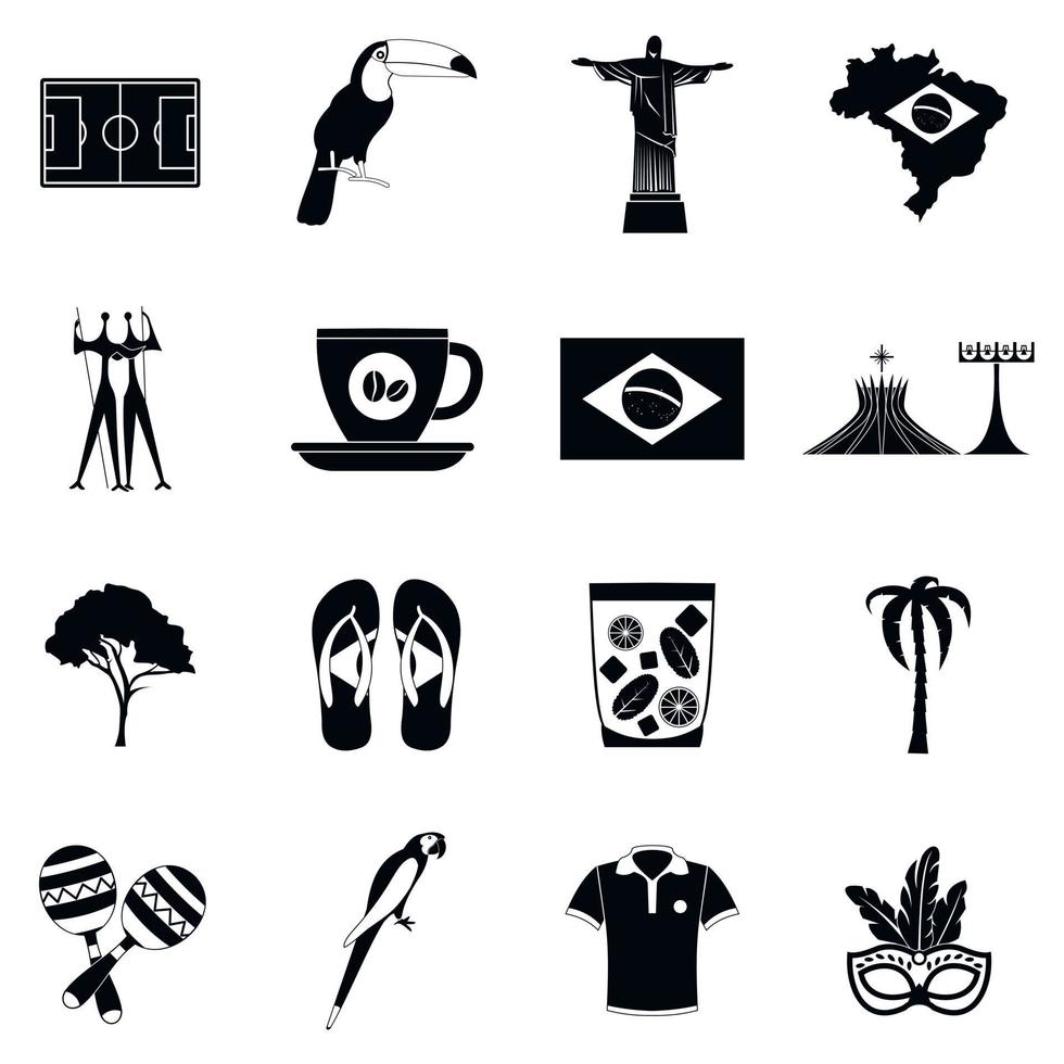 iconos de brasil negro vector