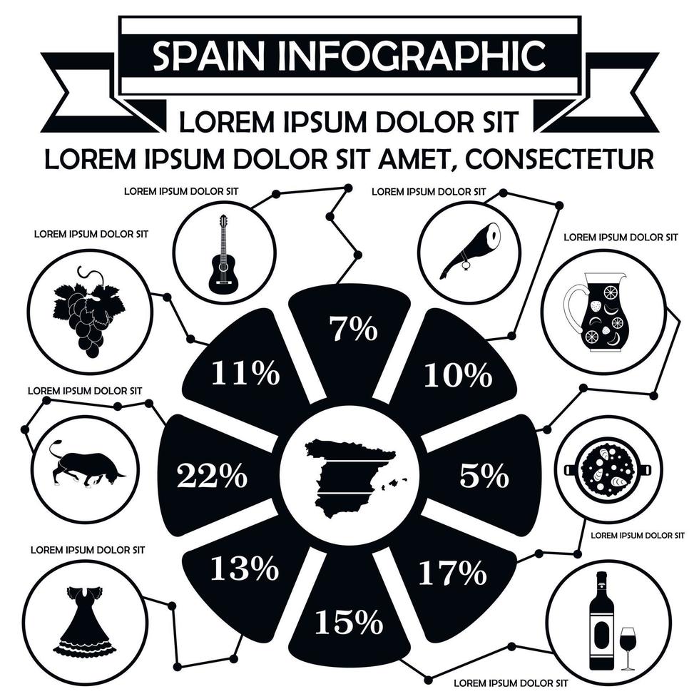 Spain infographic elements, simple style vector