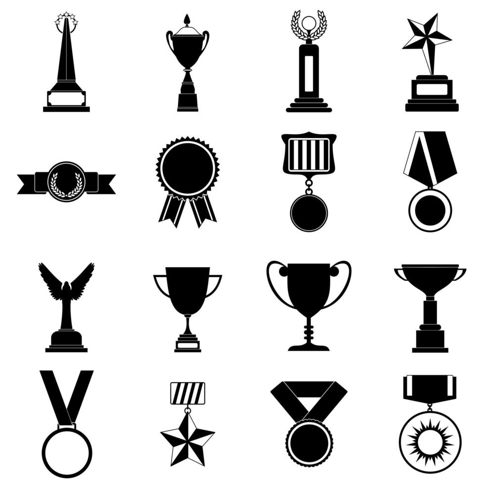 Trophy and awards simple icons set vector