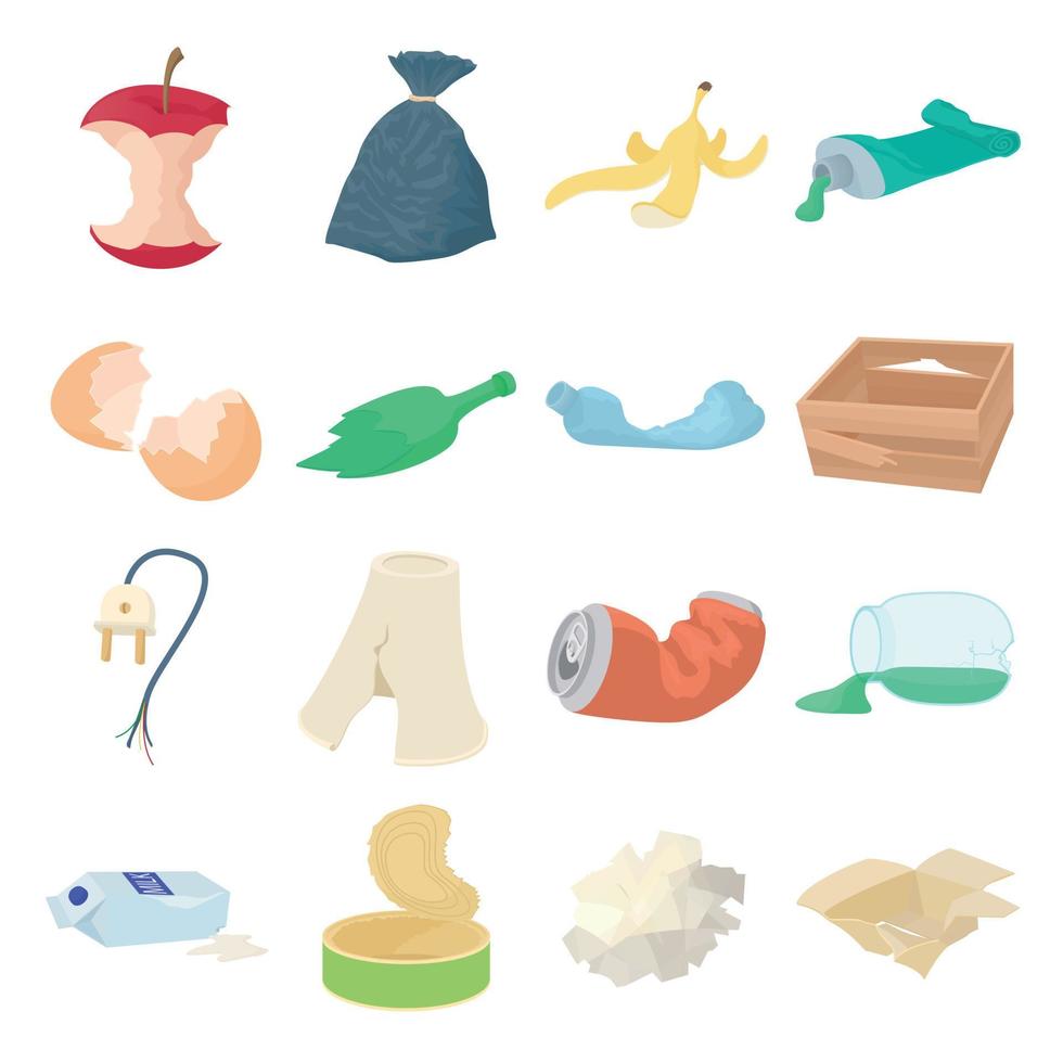 Garbage set icons vector