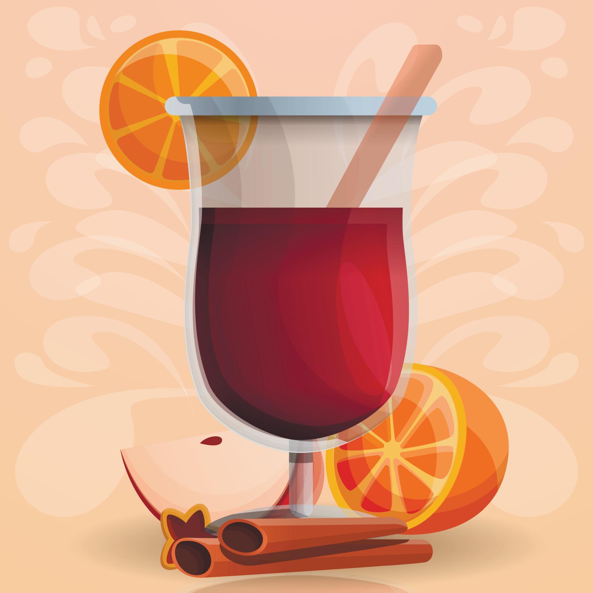 Mulled wine concept background, cartoon style 8999960 Vector Art at