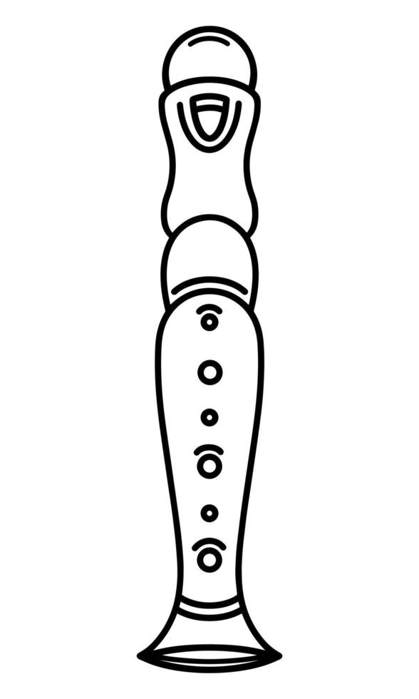 Pipe flute vector icon. Hand drawn wooden musical instrument. Slavic fife isolated on white. Traditional Russian device for classical and folk melodies. Svirel outline for web, apps, logo