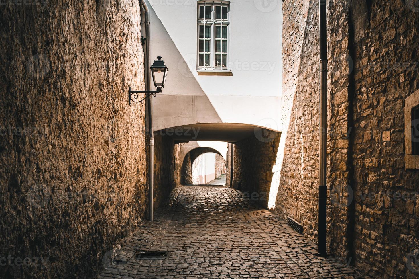 A historic old town with a city wall photo