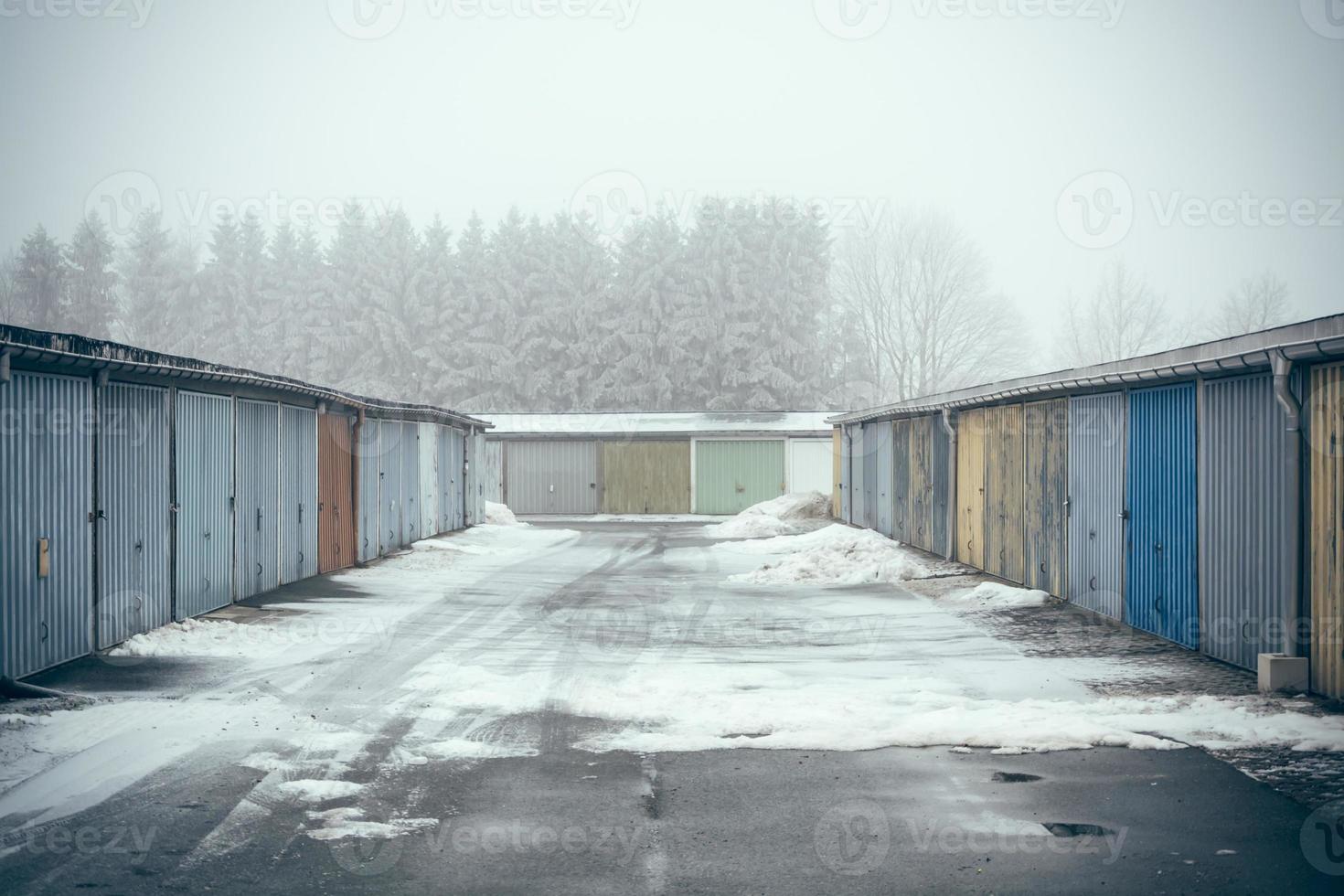 old garages row photo