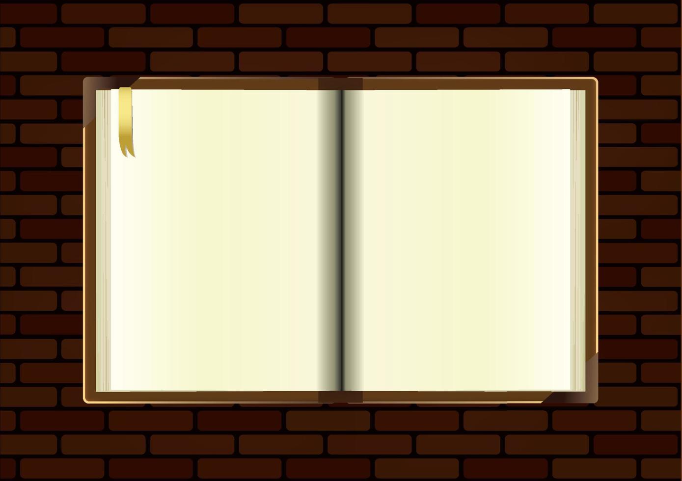 Open notebook on retro brick vector