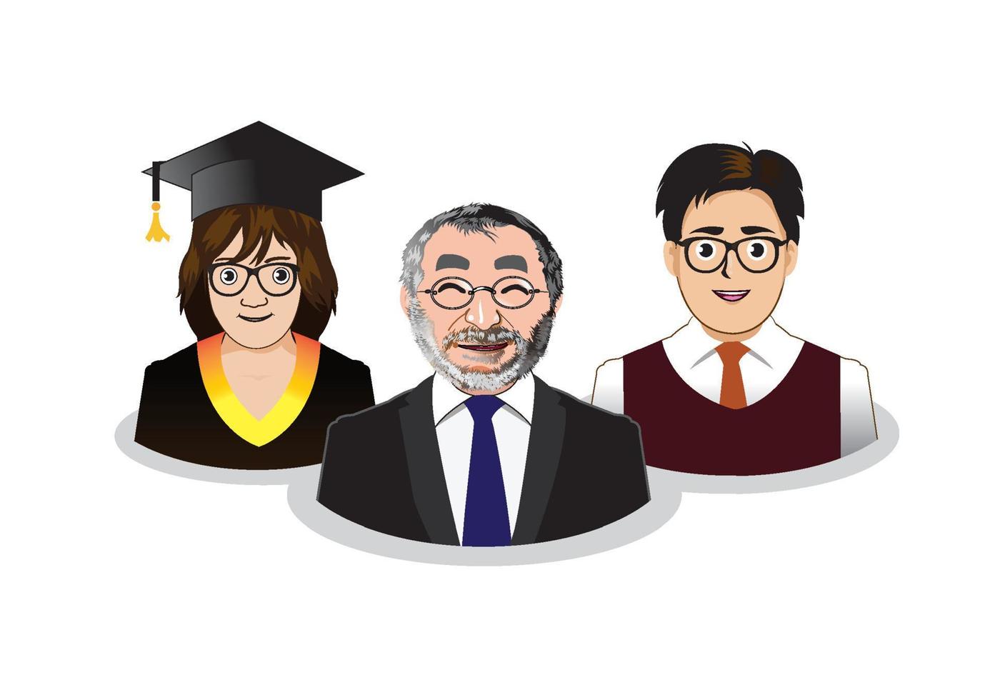 tres iconos de personas de la escuela vector