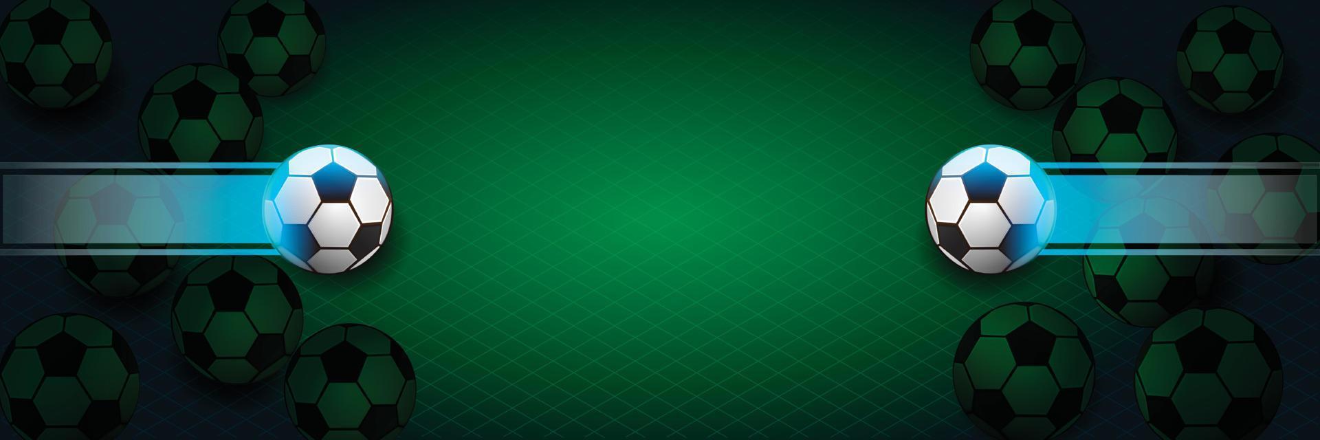 banner de balón de fútbol con campo de fútbol verde vector