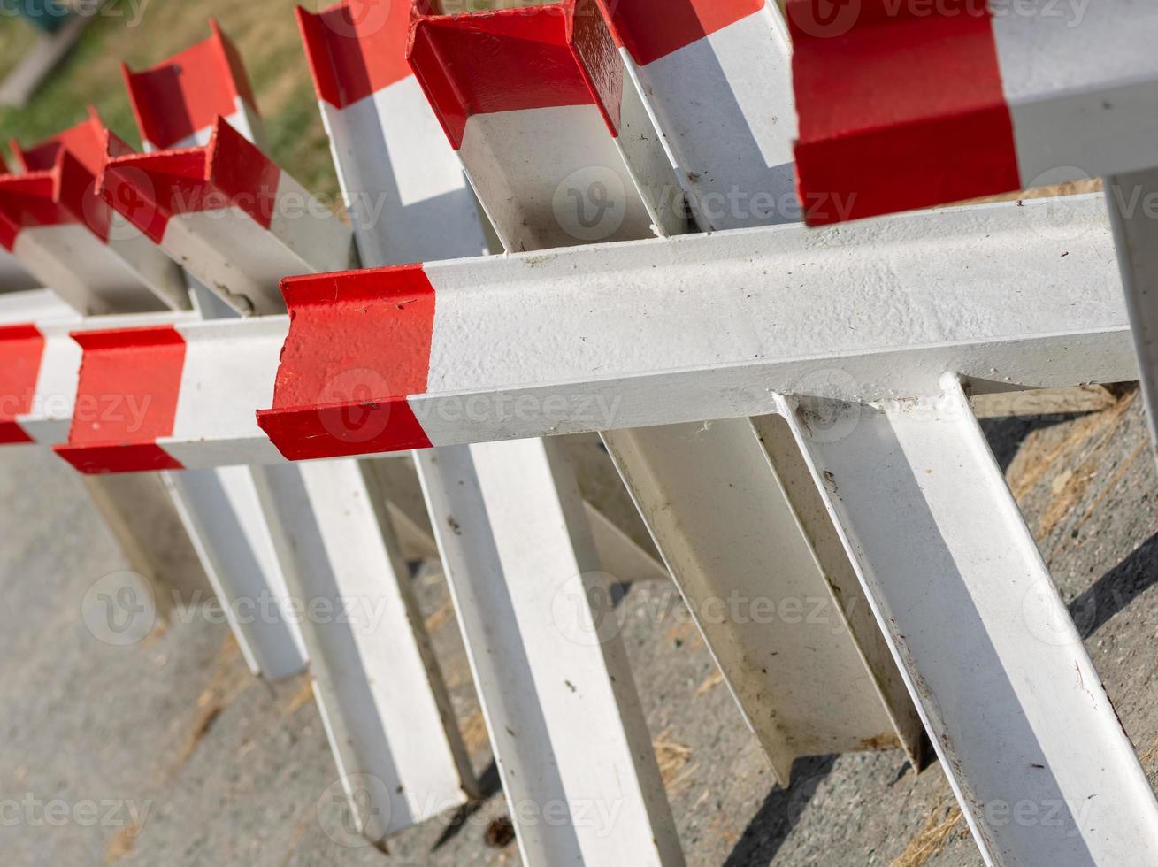 a roadblock in selective focus photo