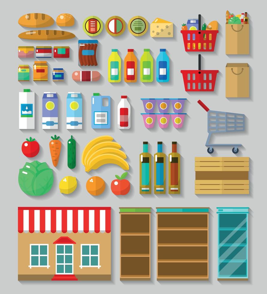 Shop, supermarket set vector