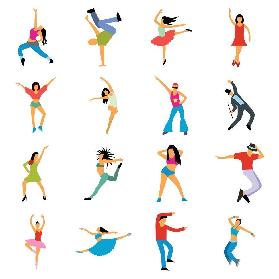 conjunto de iconos planos de bailes vector