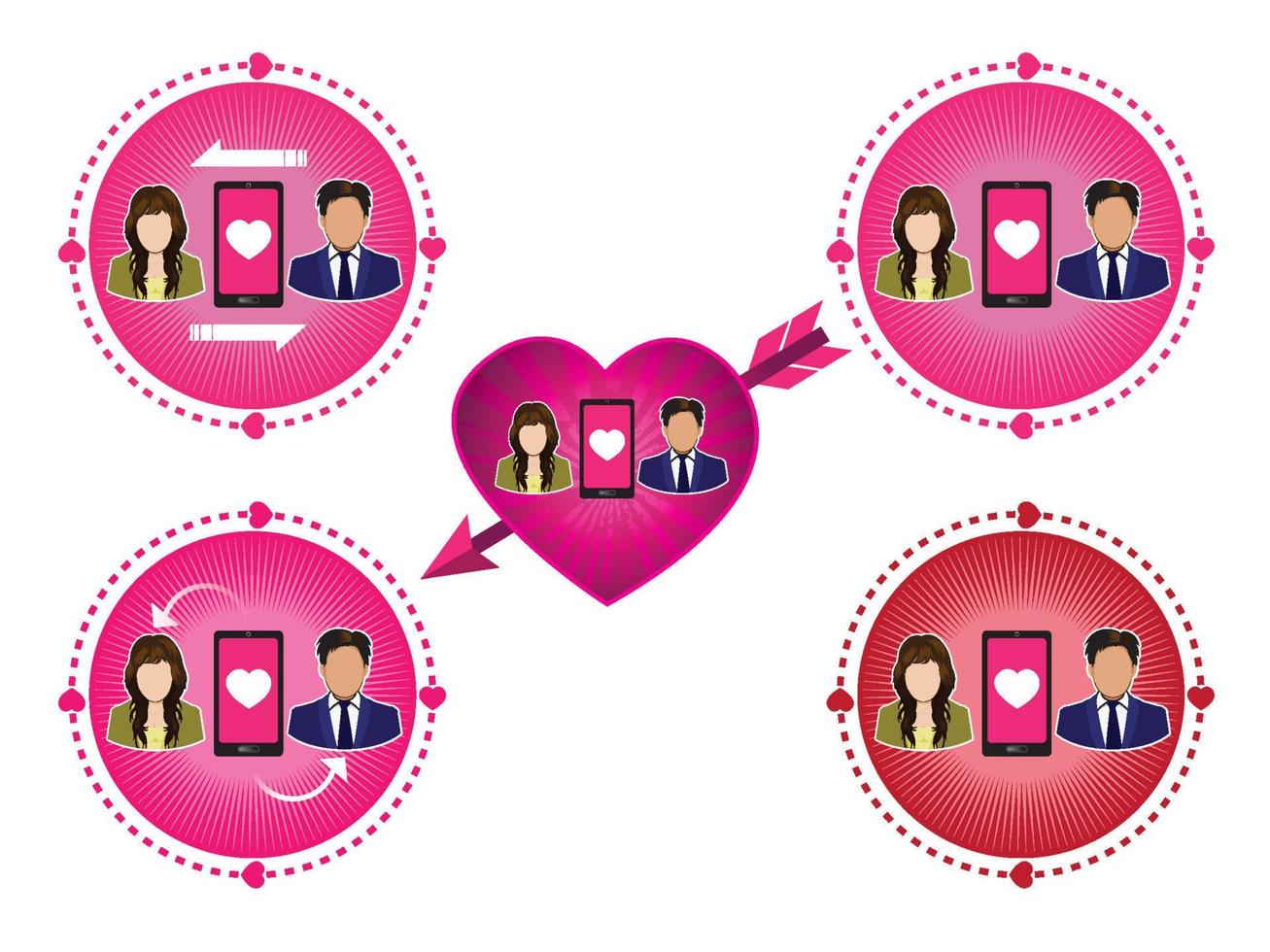 connecting couple of lover icons set vector