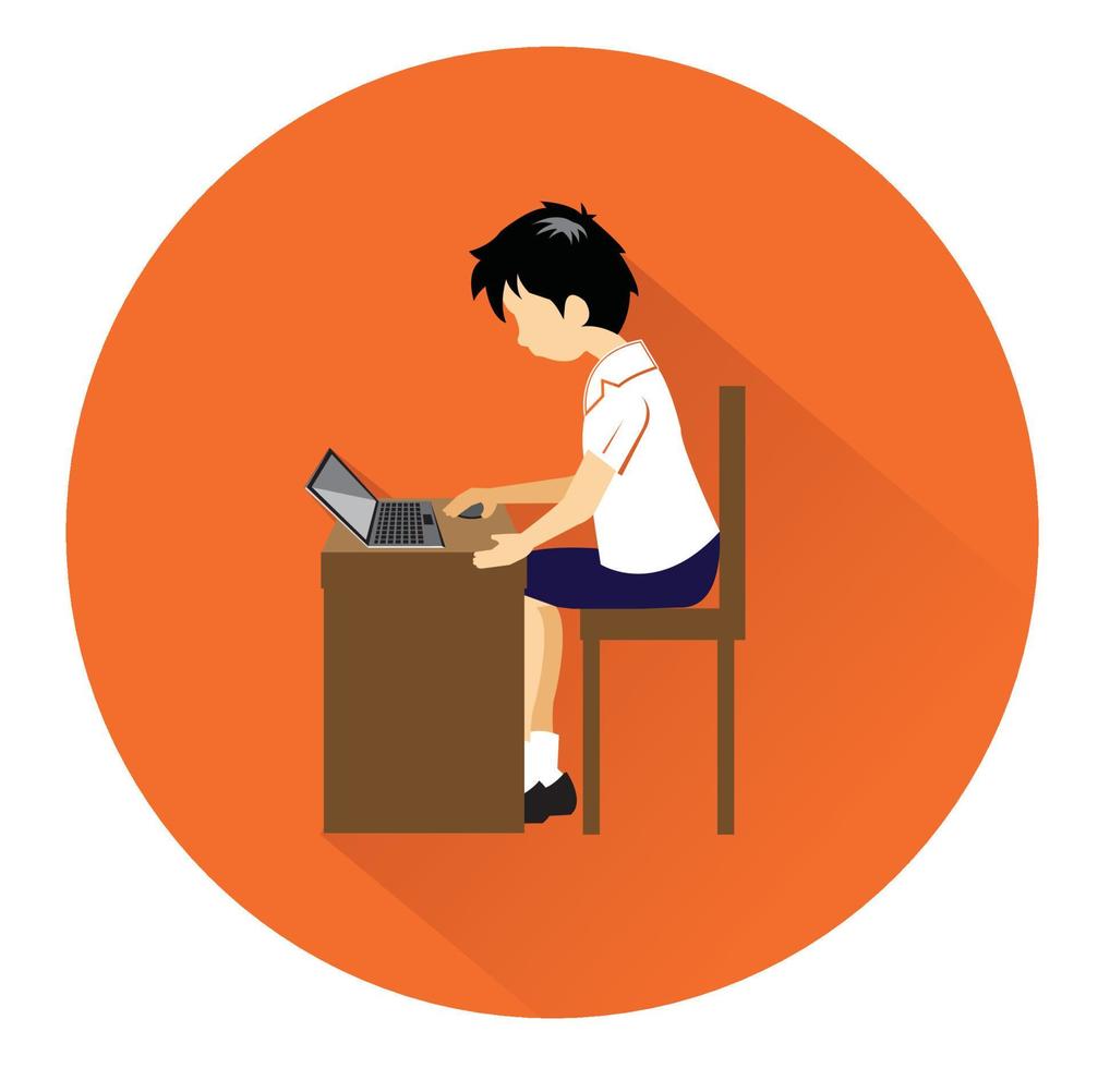 Modern flat student icon with long shadow effect vector