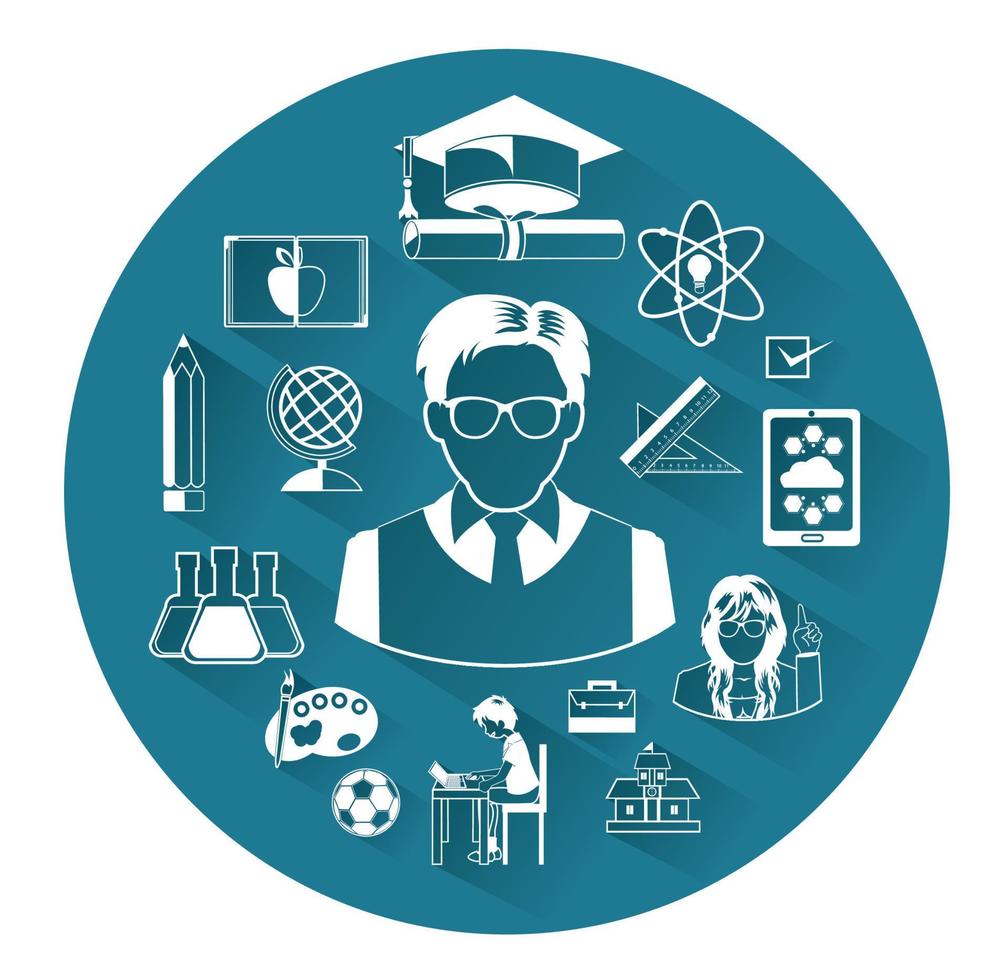 Group of flat education icons set vector