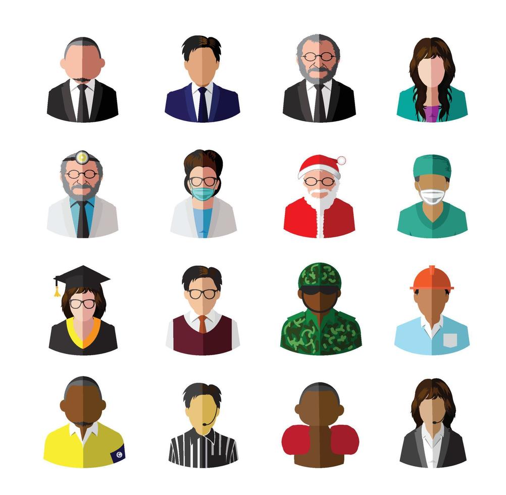 Modern flat people icons set vector