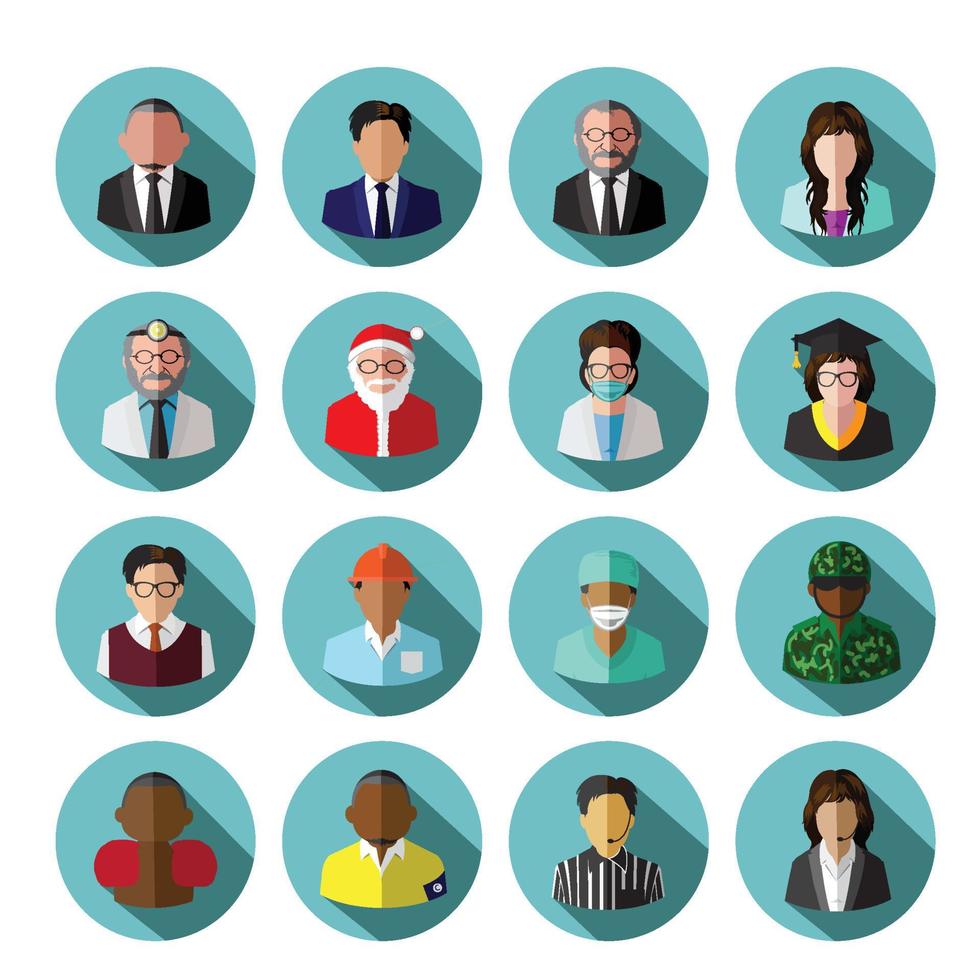 Modern flat people icons set vector