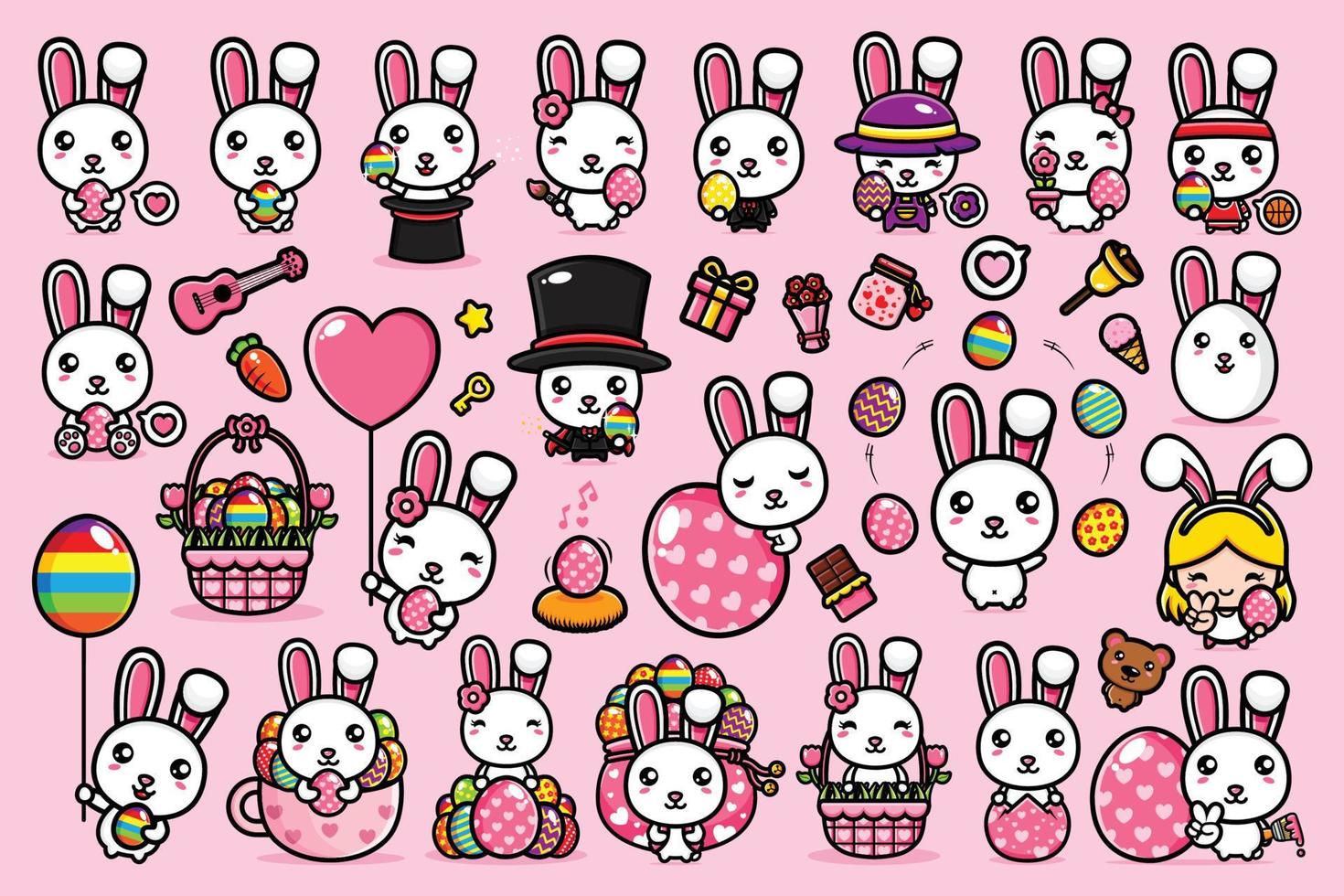 cute bunny mascot celebrating easter vector