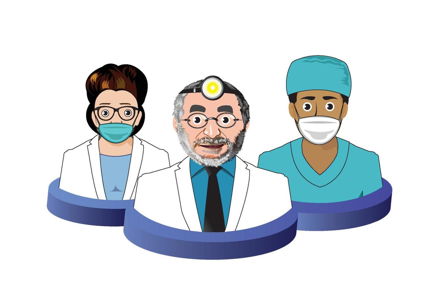 tres iconos de dentista vector