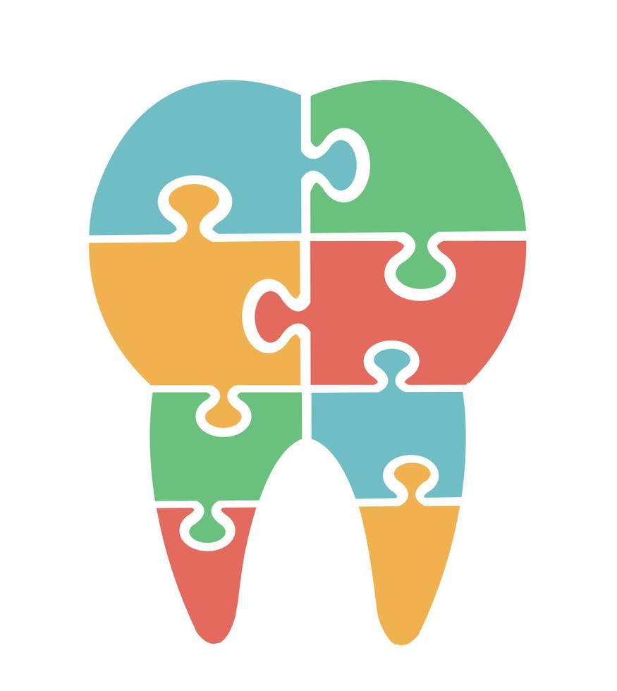 Modern jigsaw dental icon vector