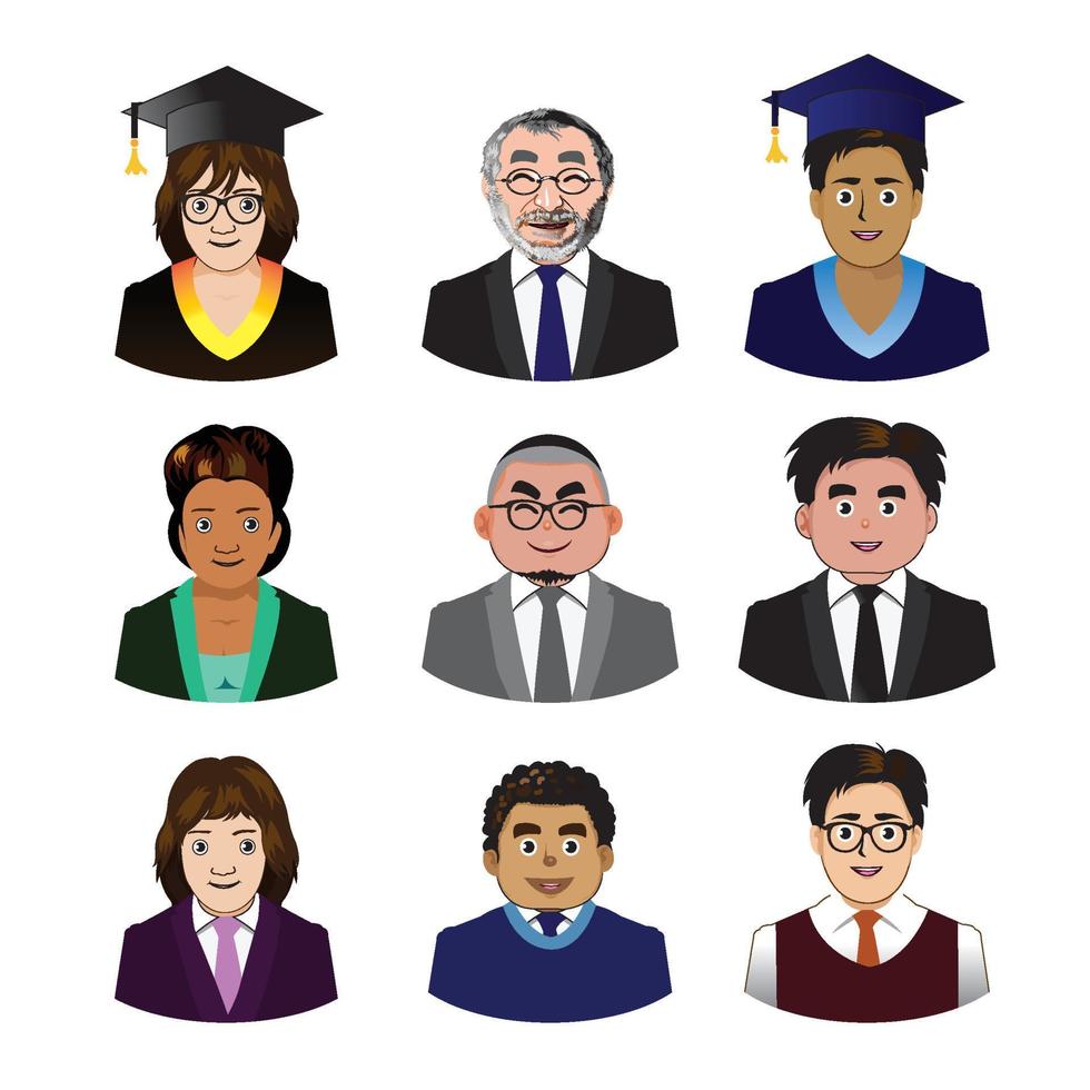 School people icons set vector