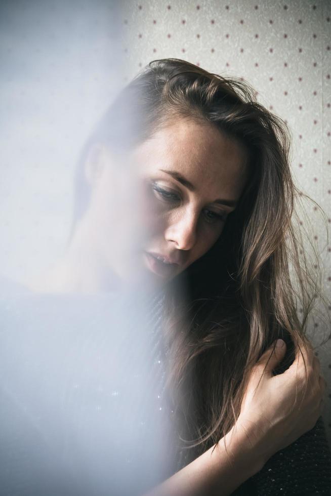Sensual soft dreamy portrait of a young woman photo