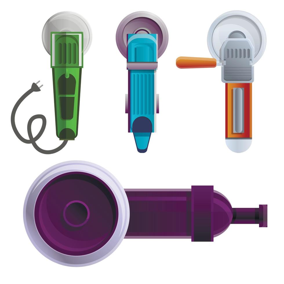 Angle grinder icons set, cartoon style vector