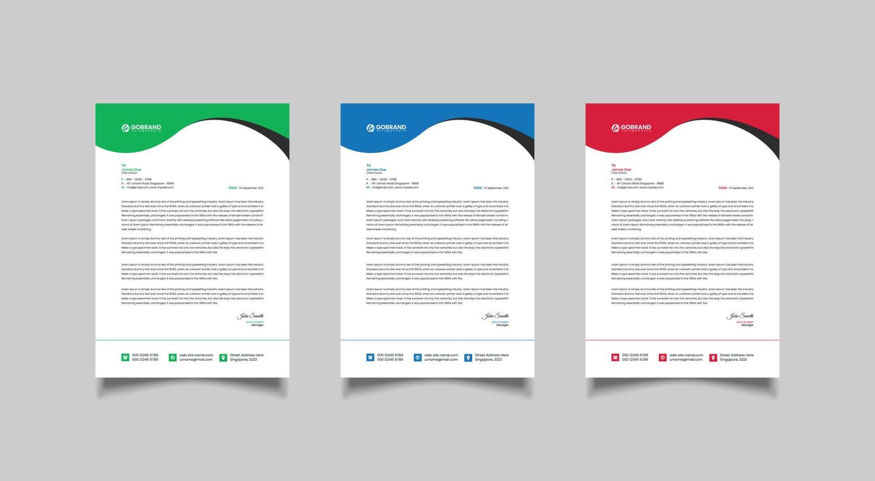 Letterhead design template, modern business letterhead design vector