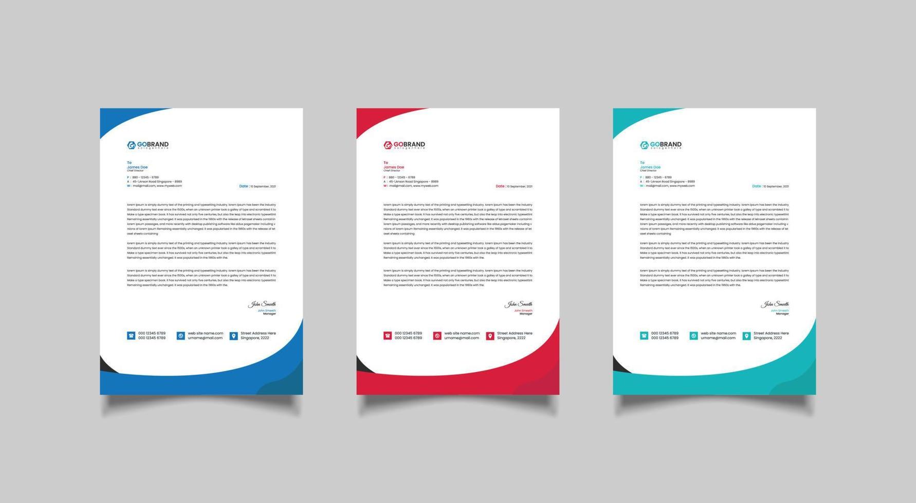 Letterhead design template, modern business letterhead design