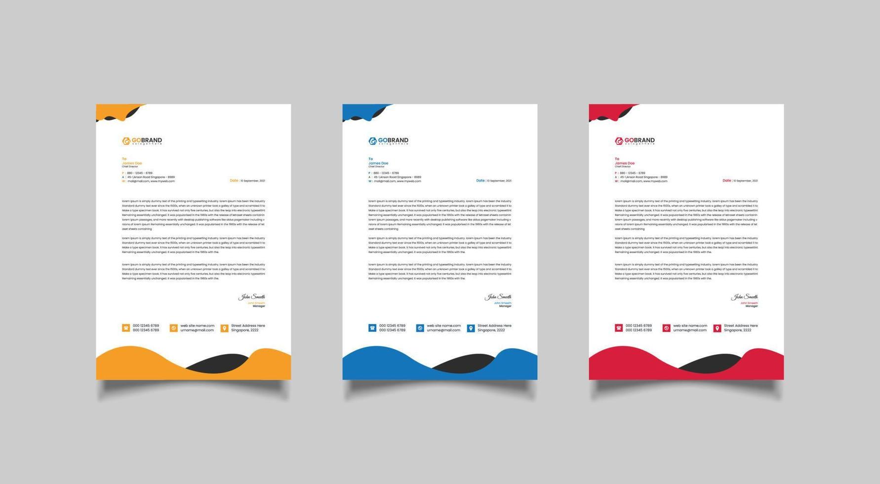 Letterhead design template, modern business letterhead design vector