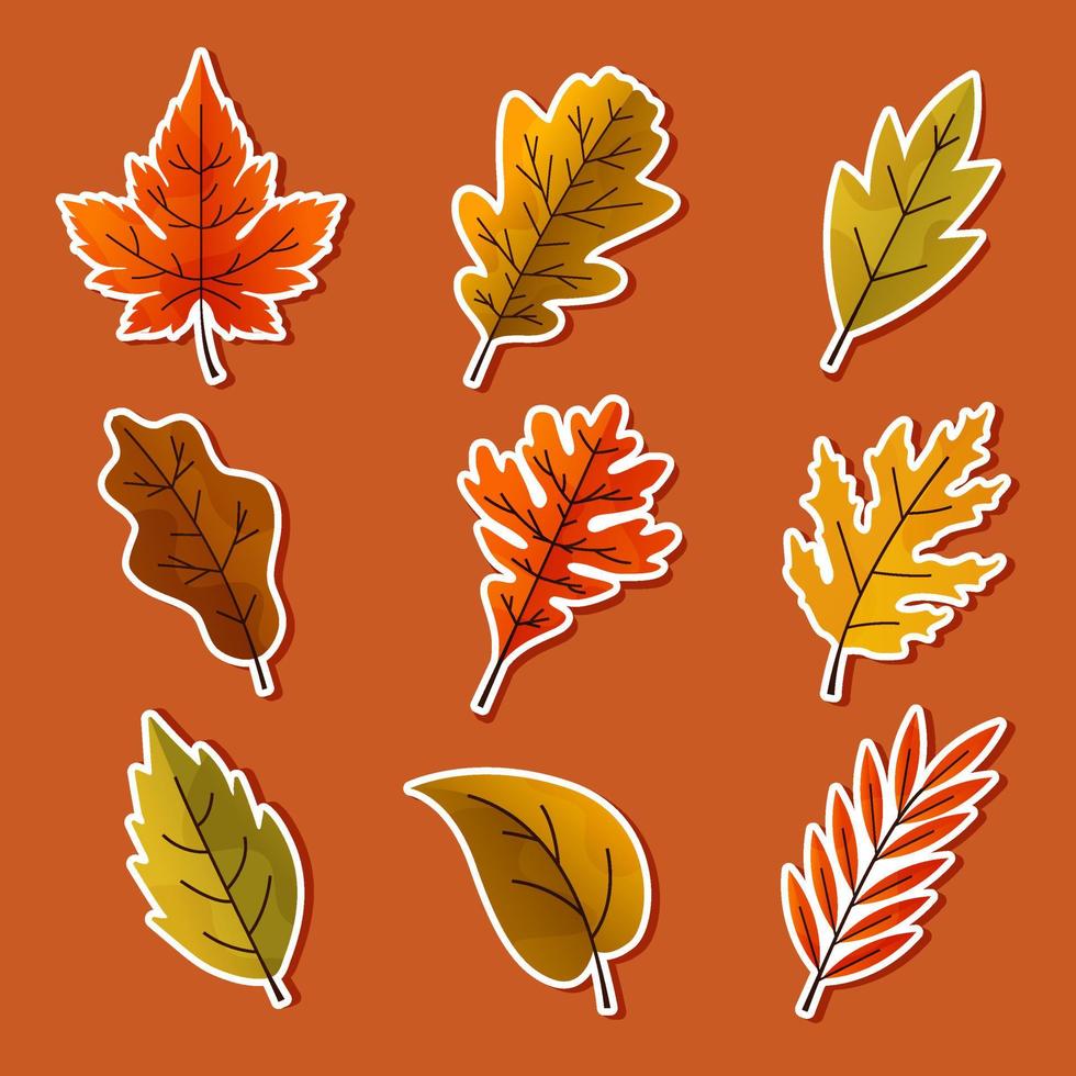 hoja de otoño de la naturaleza pegatinas vector