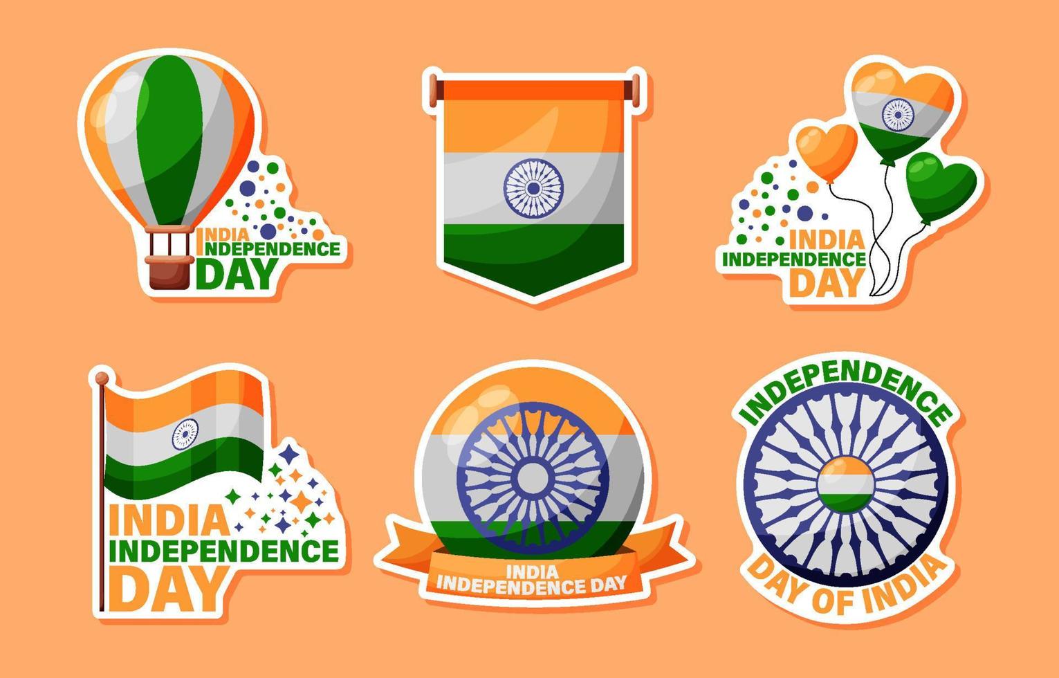 Independence Day of India Sticker Pack vector