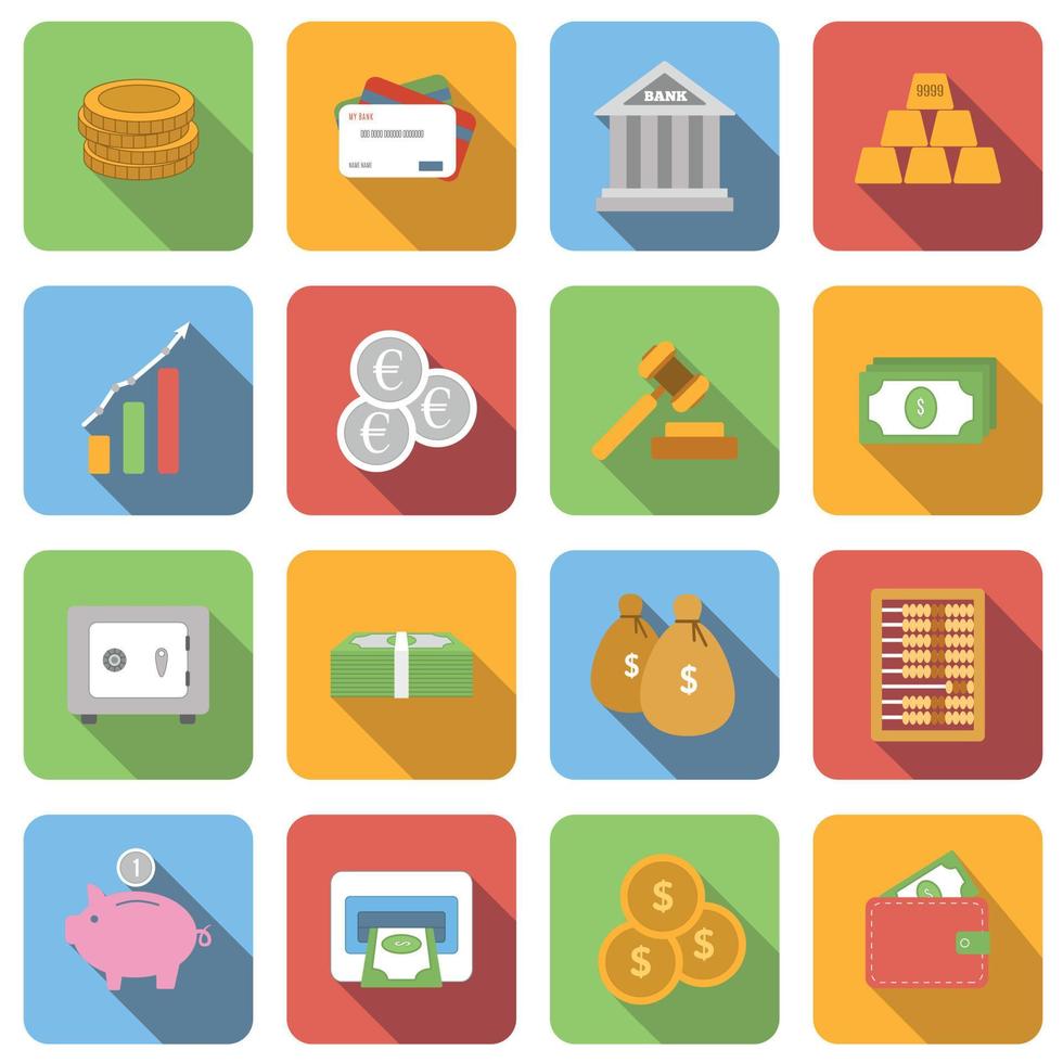 Money flat icons set vector