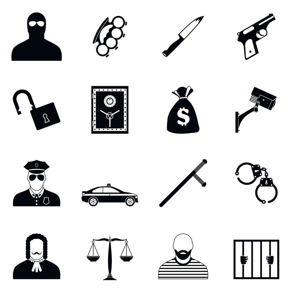 Crime simple icons vector