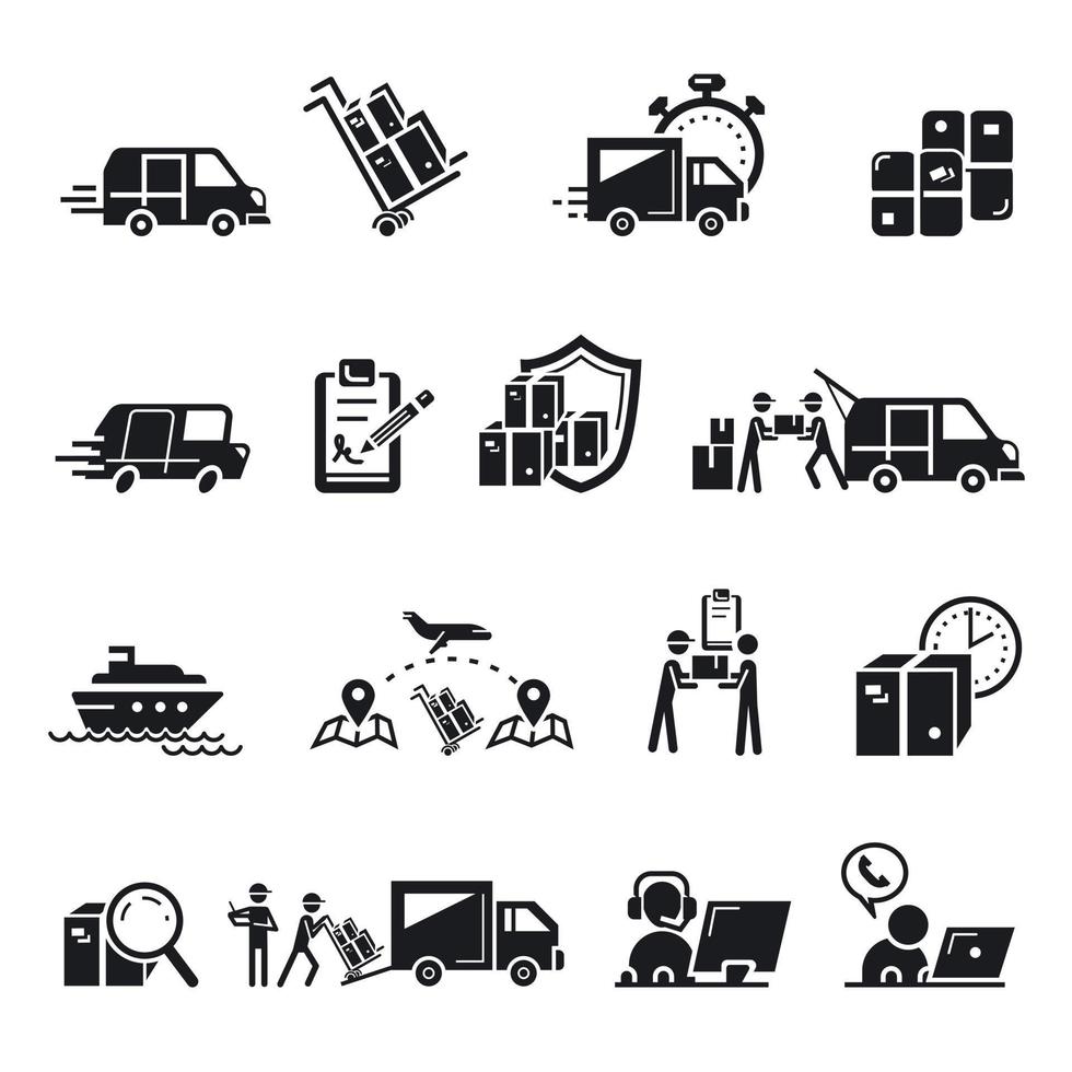 Parcel delivery icons set, simple style vector