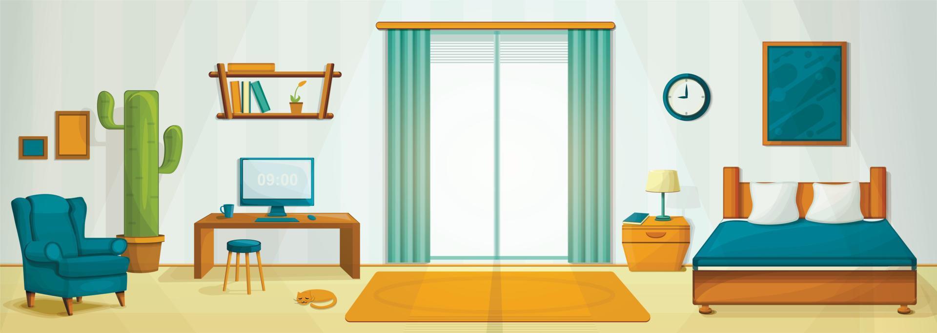 fondo de concepto de habitación interior, estilo de dibujos animados vector