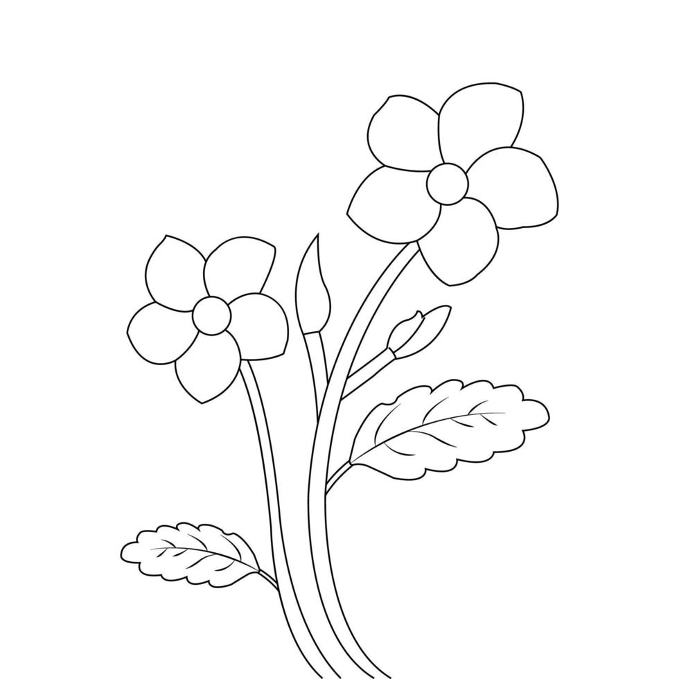floral line art sketch for kid coloring page vector design element