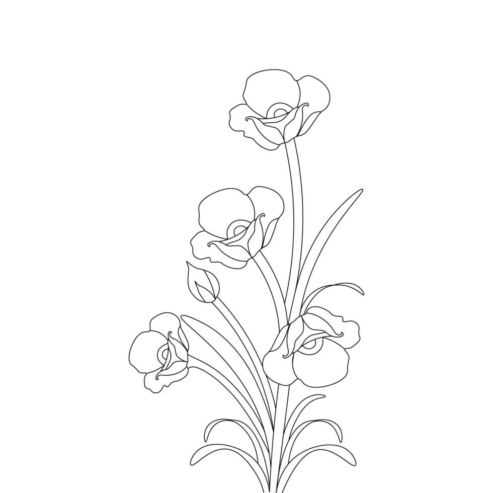 flower illustration coloring page drawing of natural beautiful blossom ...