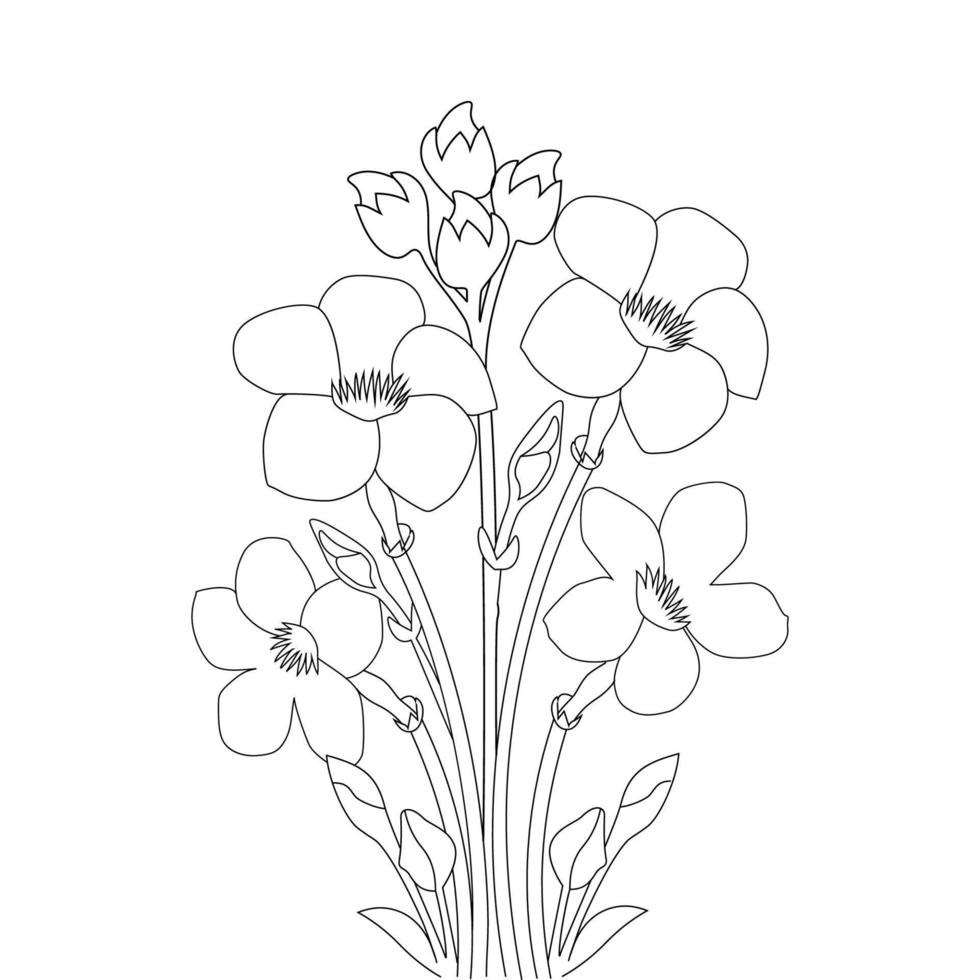 allamanda flower illustration with creative line art design for print coloring page vector