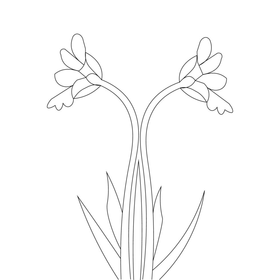 flower line art black ink coloring page design for kid activies graphic vector