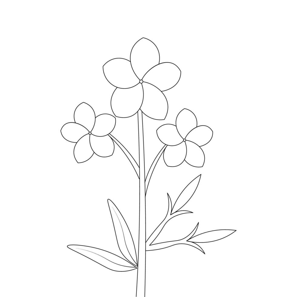 flor de decoración de arte de línea aislada con dibujo a mano alzada página para colorear vector