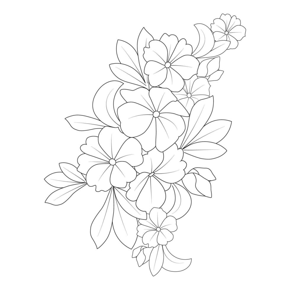 relaxation doodle coloring page flower with creative line art design illustration vector