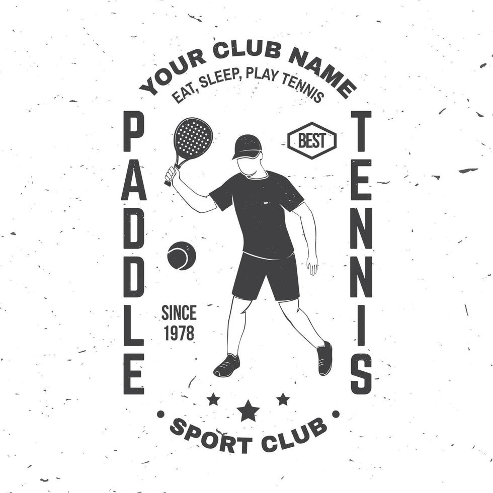 Paddle tennis club badge, emblem or sign. Vector illustration.