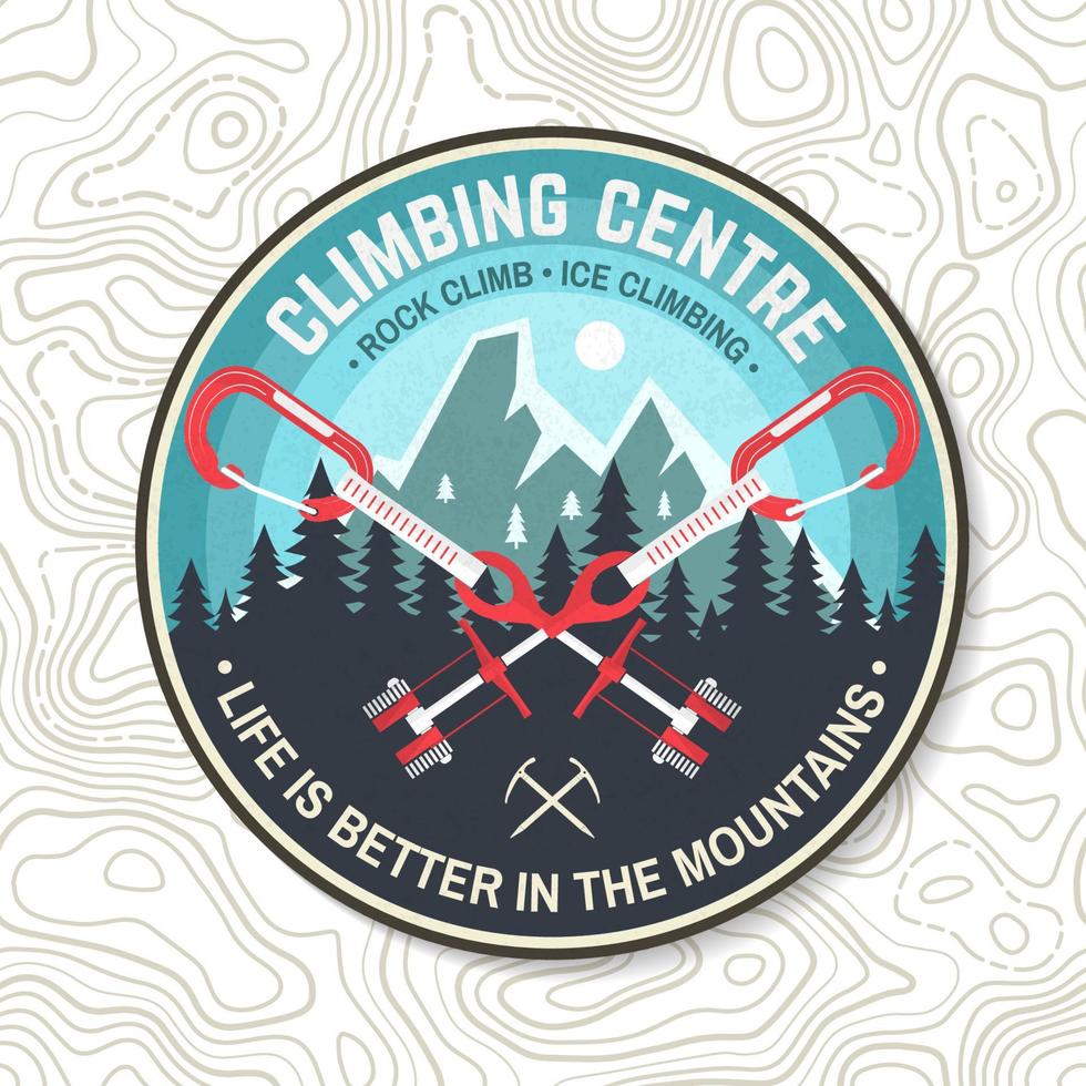 Vintage typography design with carabiners, condor and mountain silhouette. vector