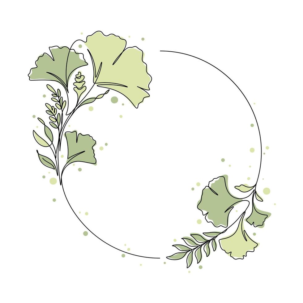 árbol de ginkgo y círculo de hojas ornamento floral ilustración vectorial vector