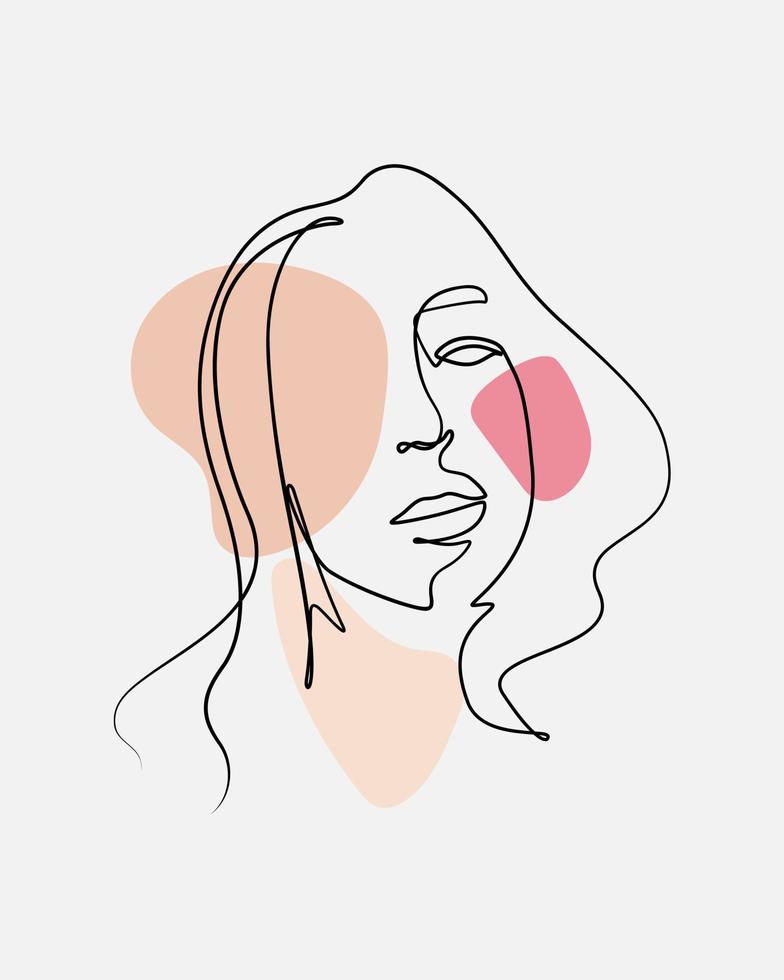 vector de dibujo de una línea de cara de mujer