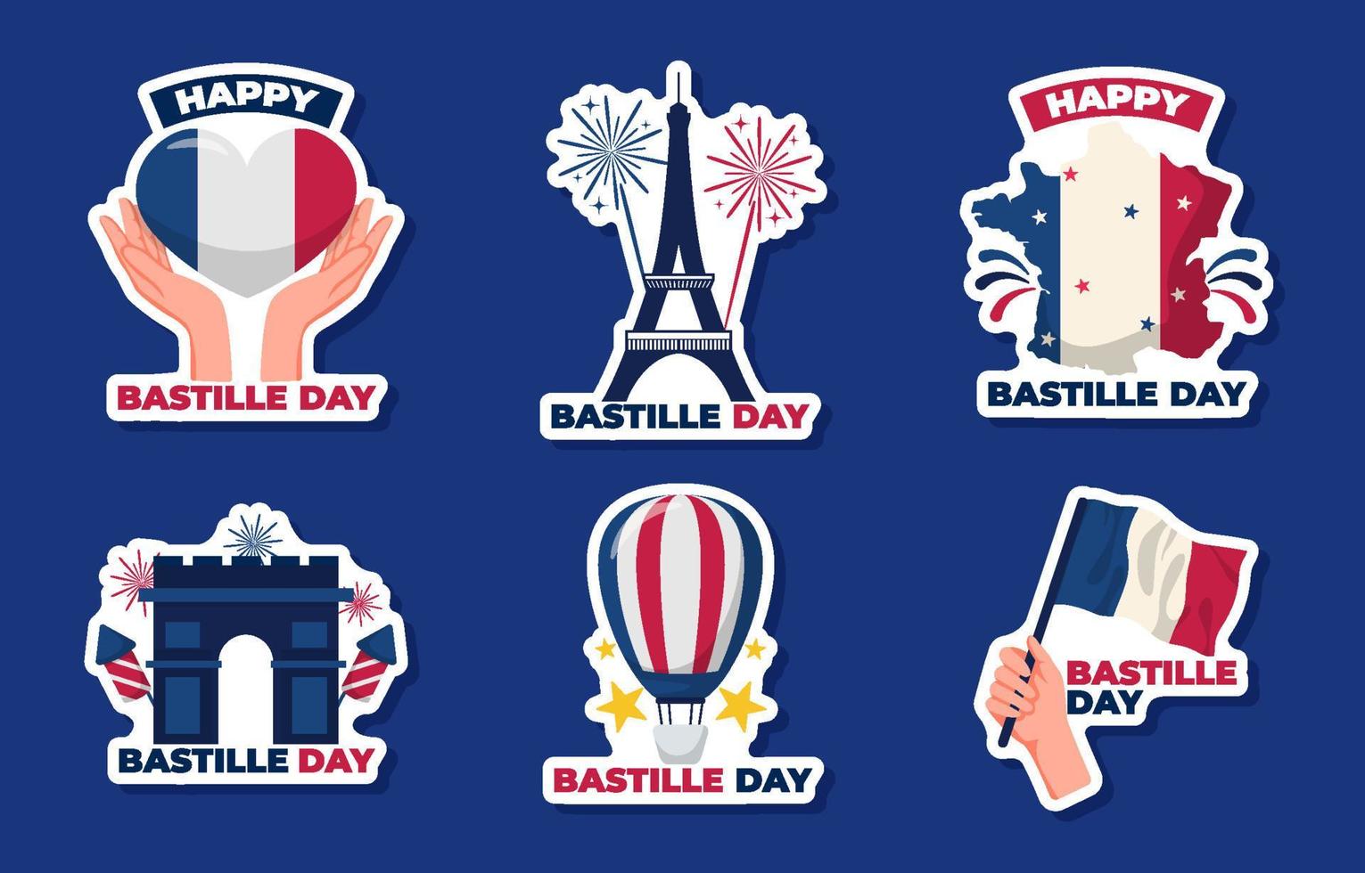 Bastille Day Sticker Collection vector