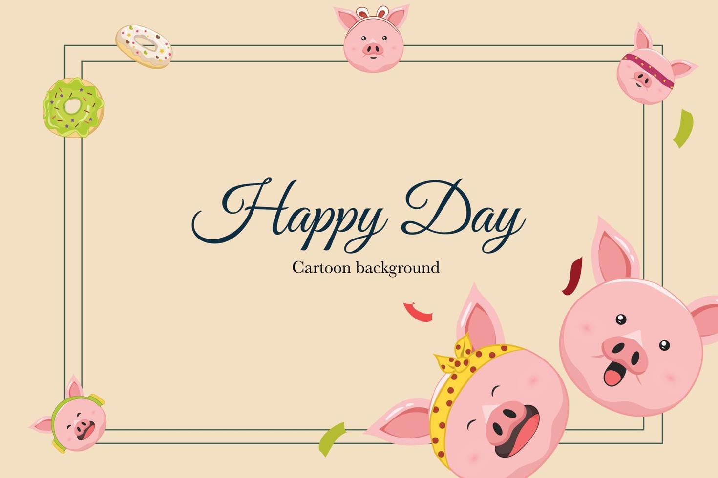 cute pig animal cartoon background vector